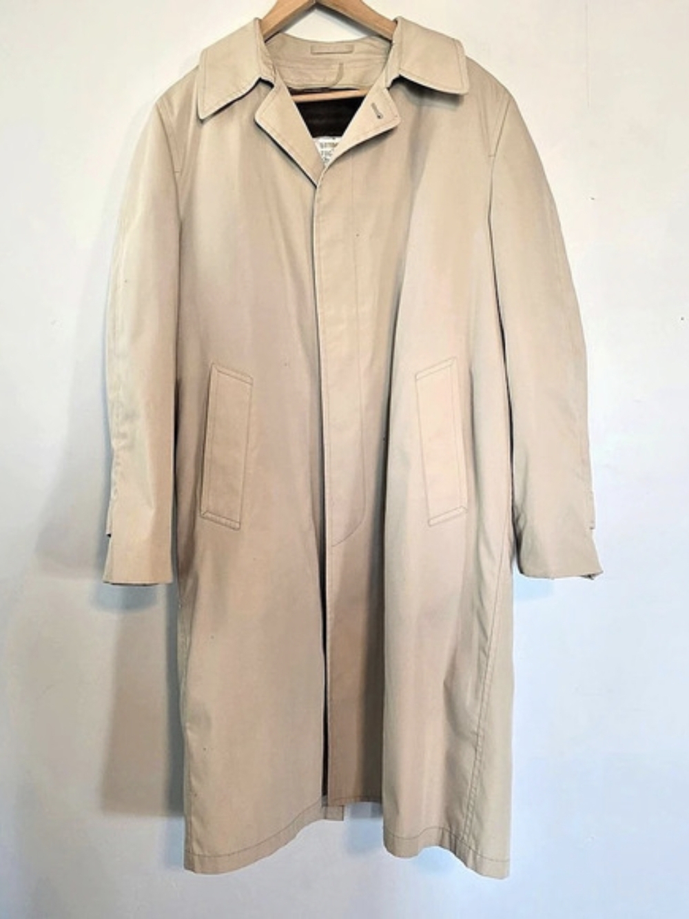 London Fog Vintage Maincoats Trench Coat with Zip-Out Faux Fur Liner Tan 40 Long